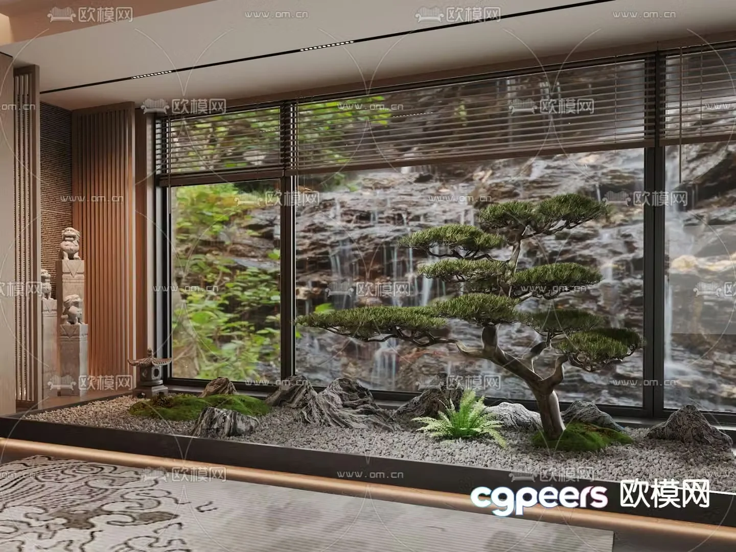 New Chinese style landscape sketch indoor landscaping 3D model