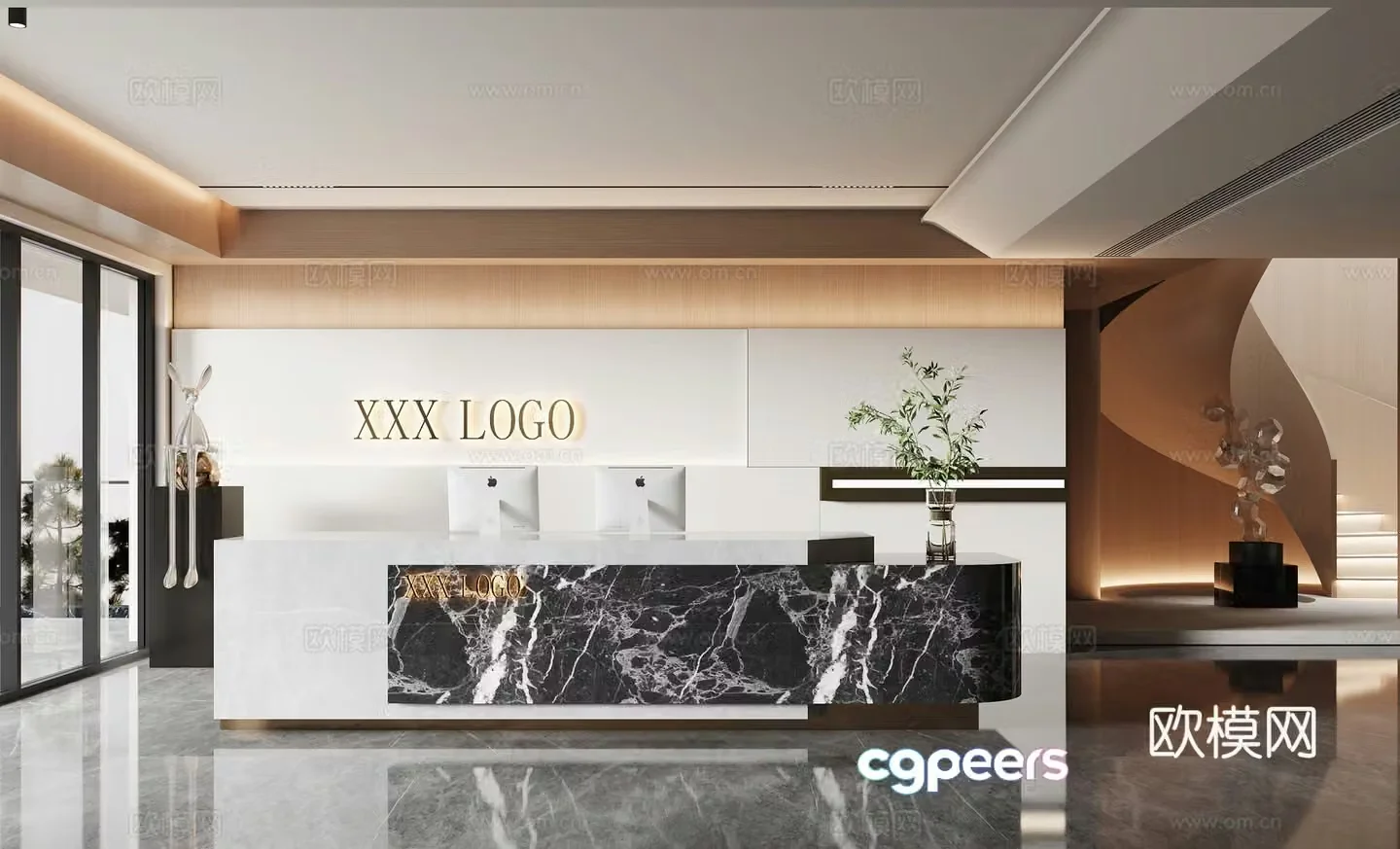Modern front desk 3D model