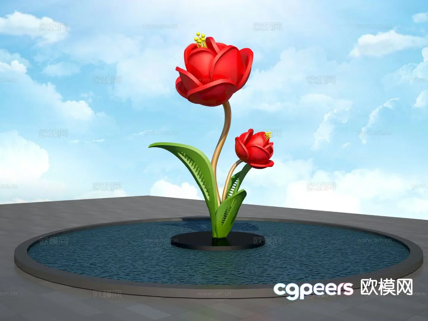Flower sculpture urban sculpture 3d model
