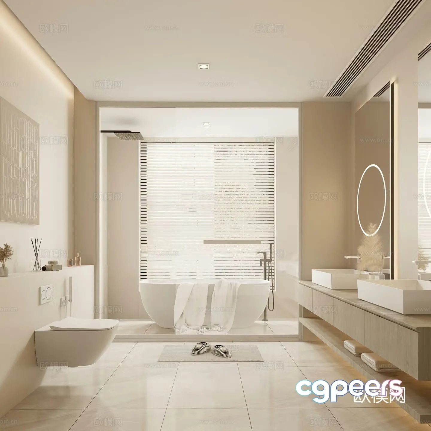 Cream style bathroom bathroom 3d model