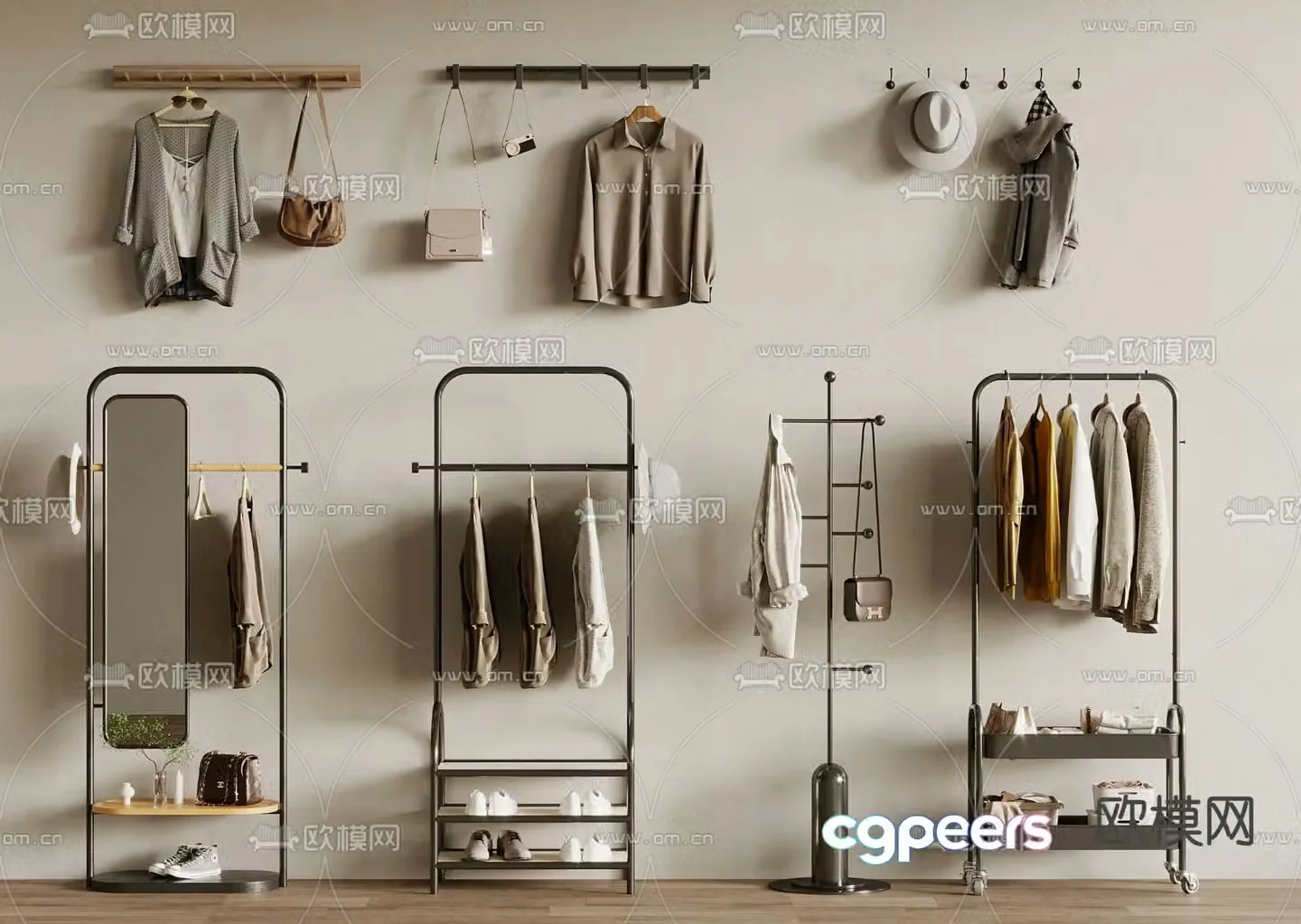 Clothes rack coat rack 3d model