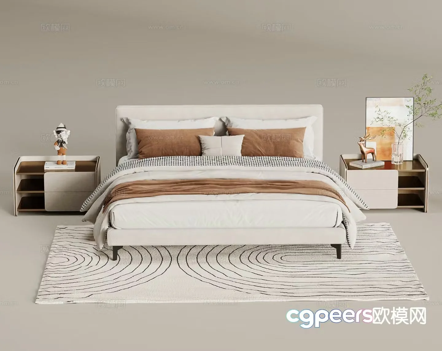 Modern double bed 3d model