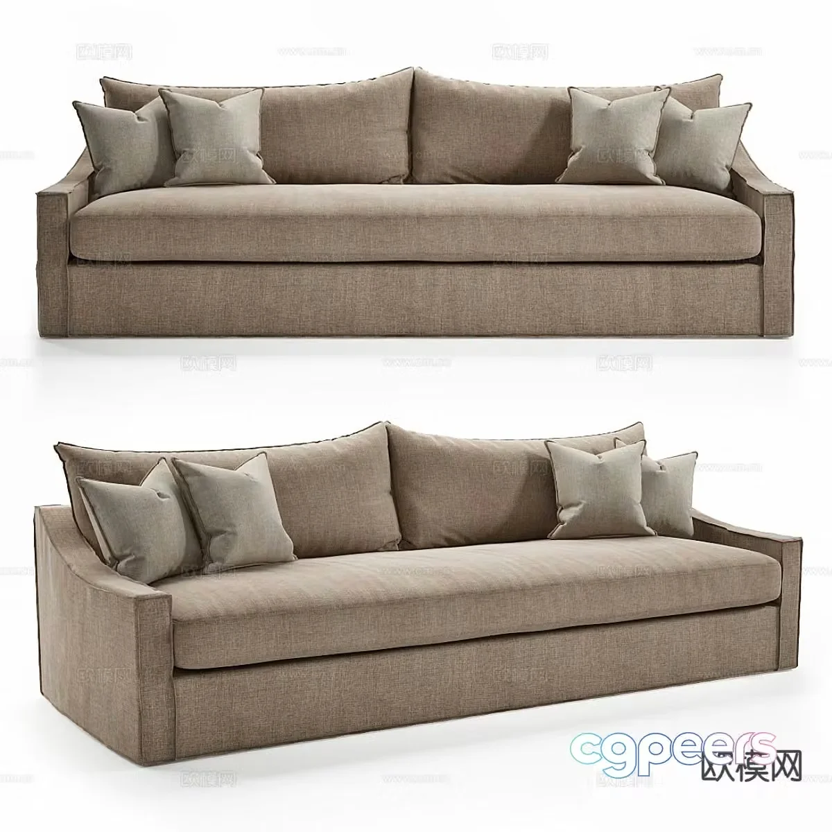 Double sofa upholstered sofa 3d model