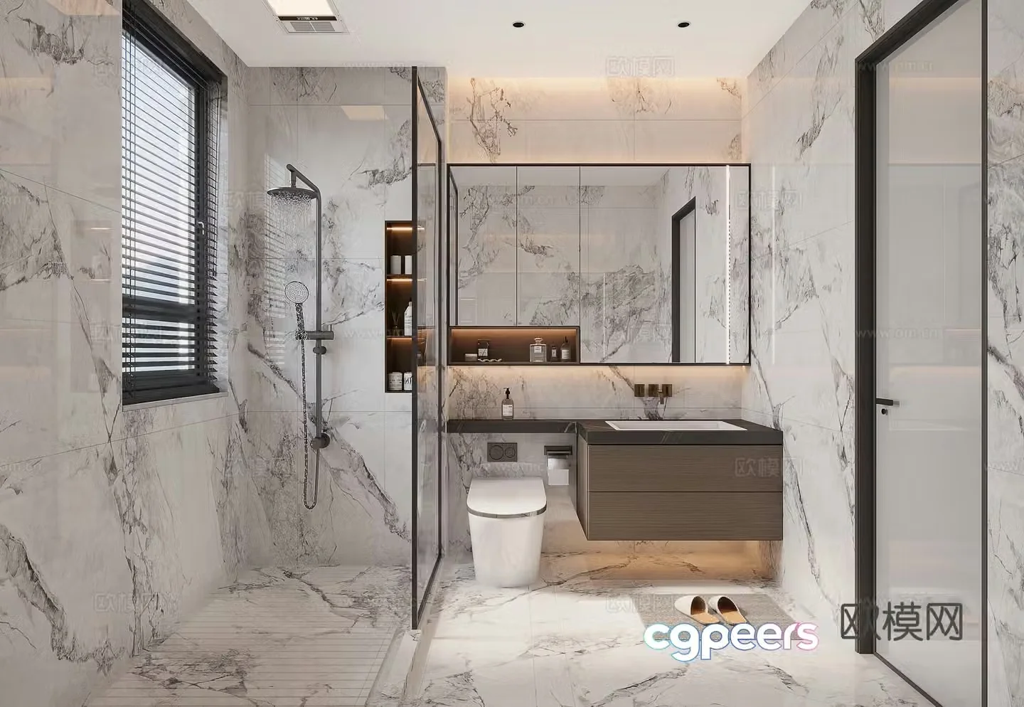 Light luxury bathroom bathroom 3d model