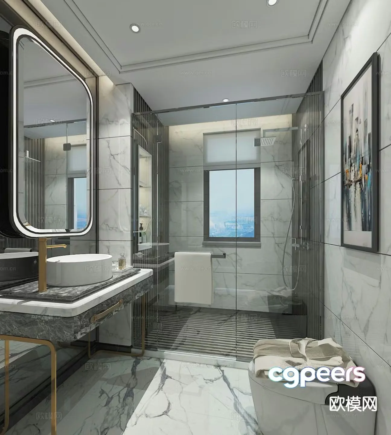 Modern bathroom bathroom toilet 3d model