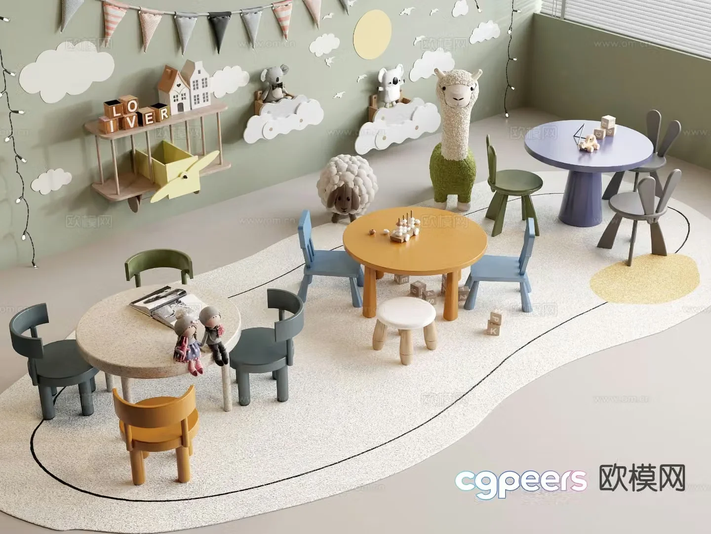 Children’s tables and chairs leisure tables and chairs toy table 3D model