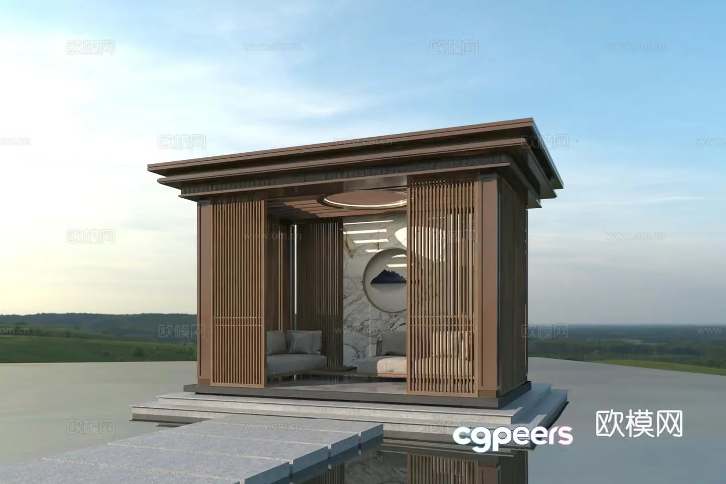 New Chinese style pavilion 3D model