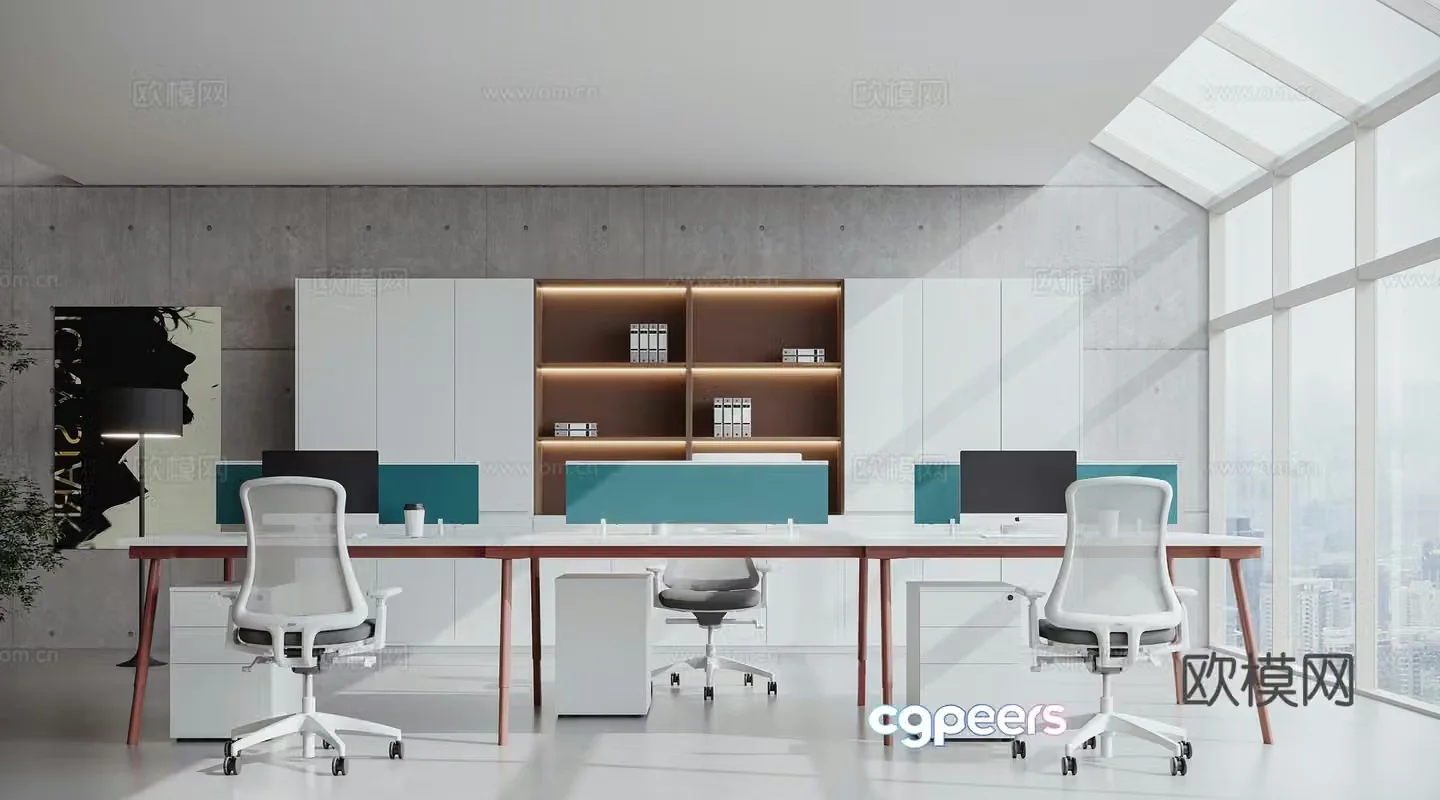 Modern open office area 3D model
