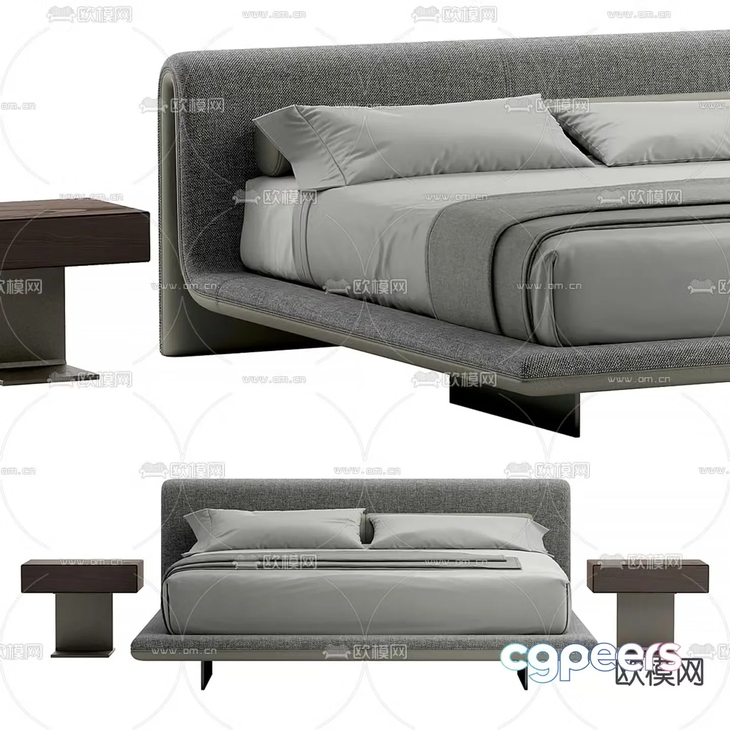 Modern double bed 3d model