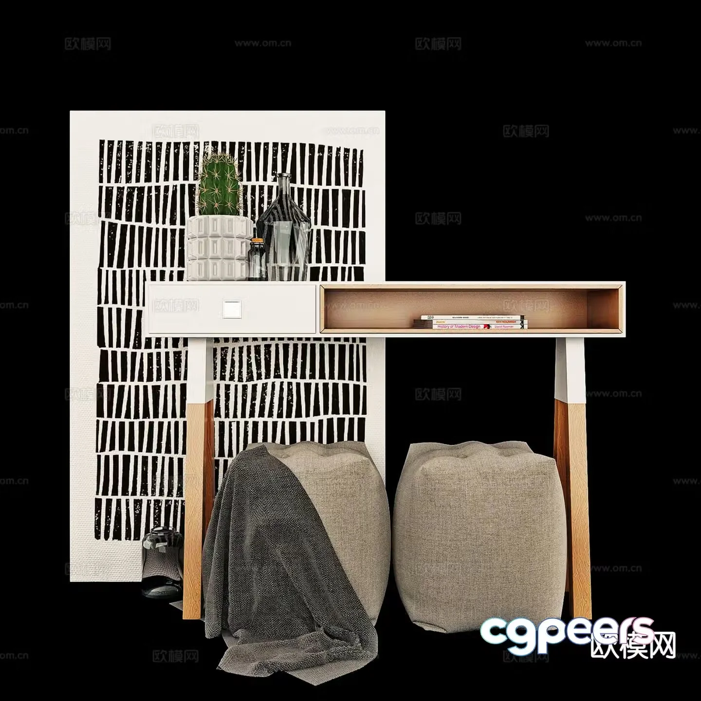 Modern desk writing desk computer desk 3d model