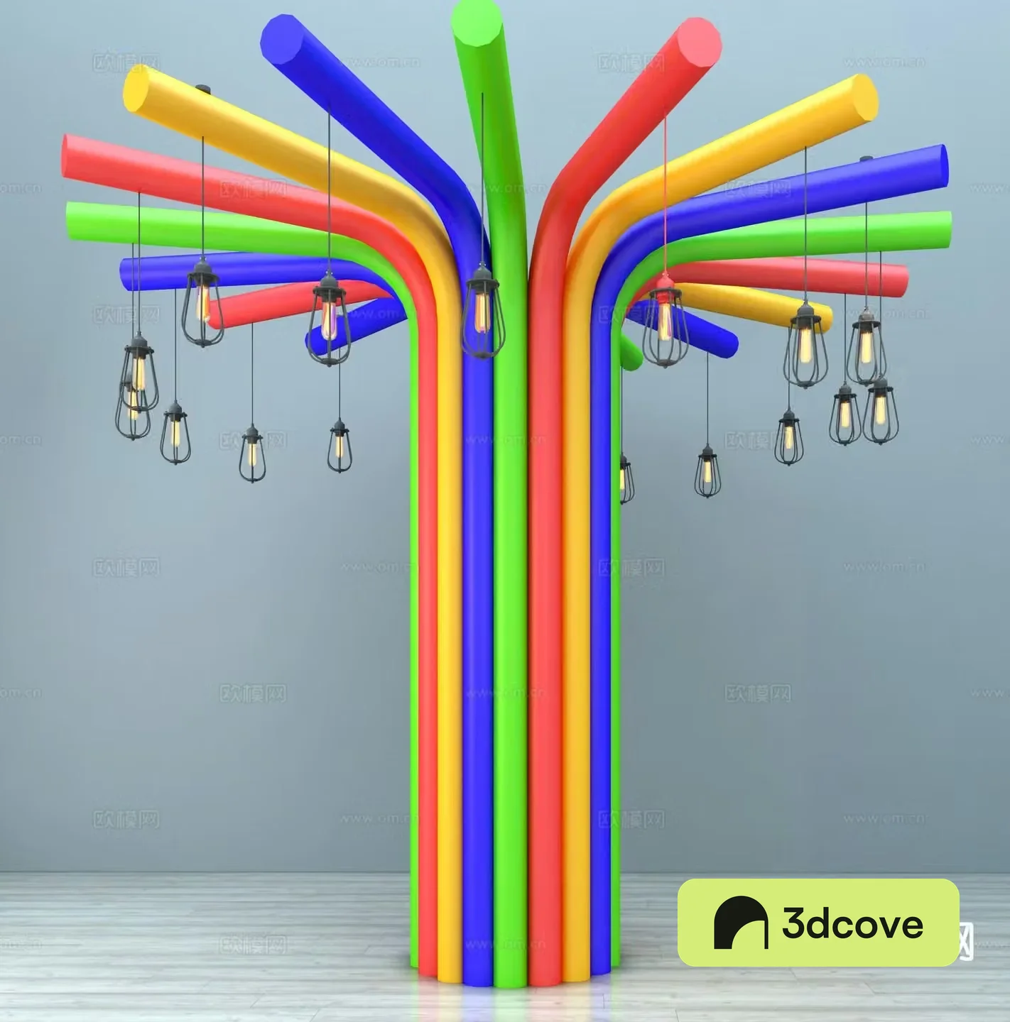 Memphis style chandelier colorful column chandelier