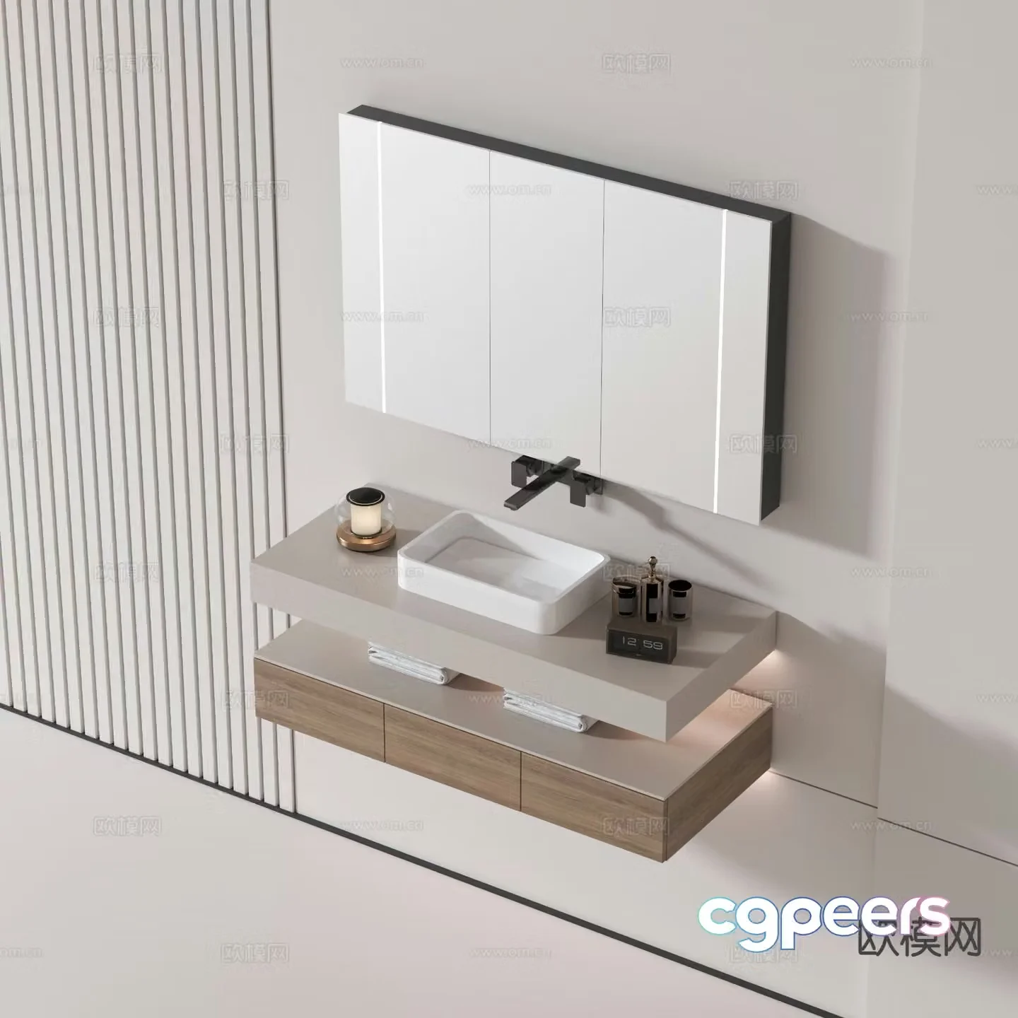 Modern bathroom cabinet Bathroom basin 3D model