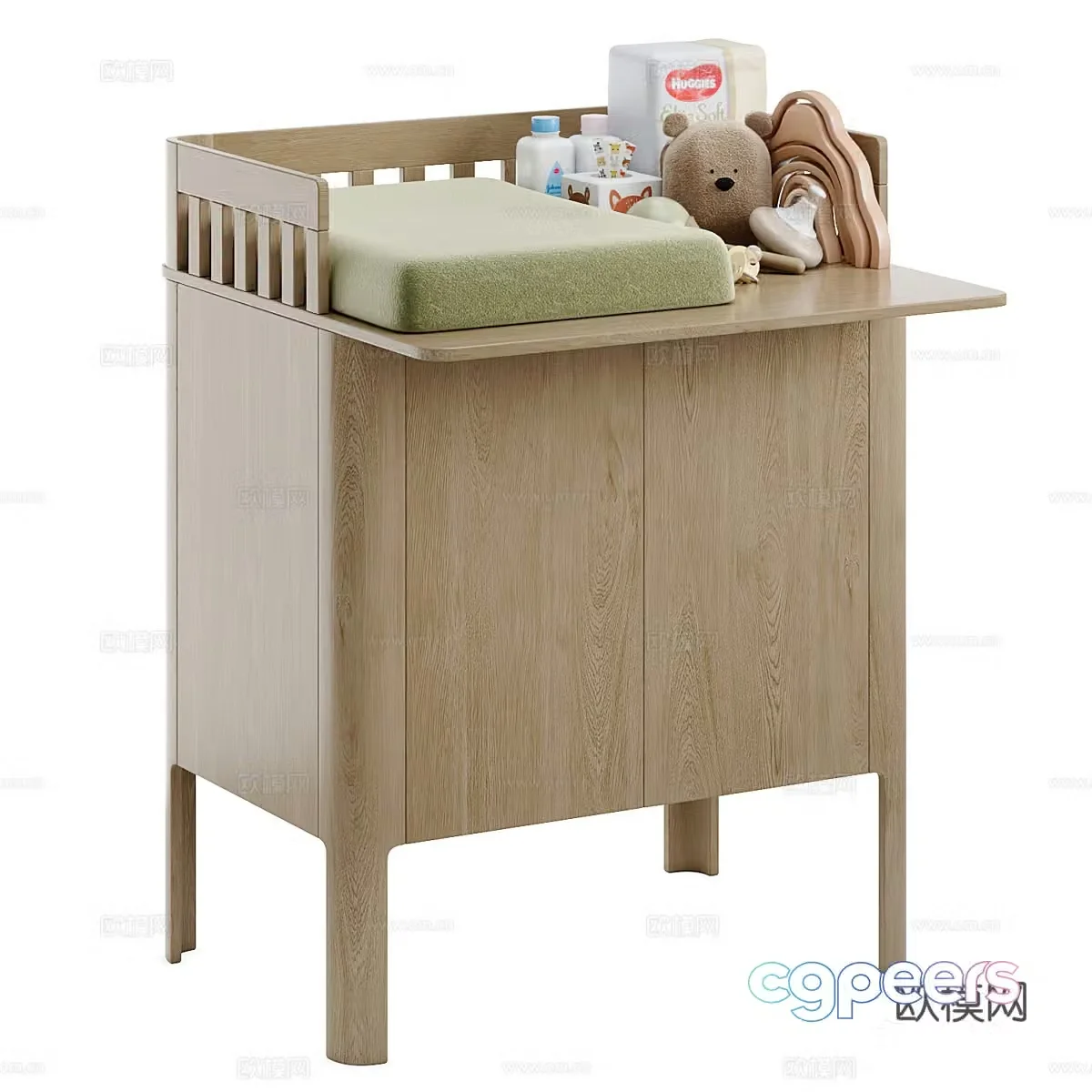 Modern creamy style children’s cabinet 3d model