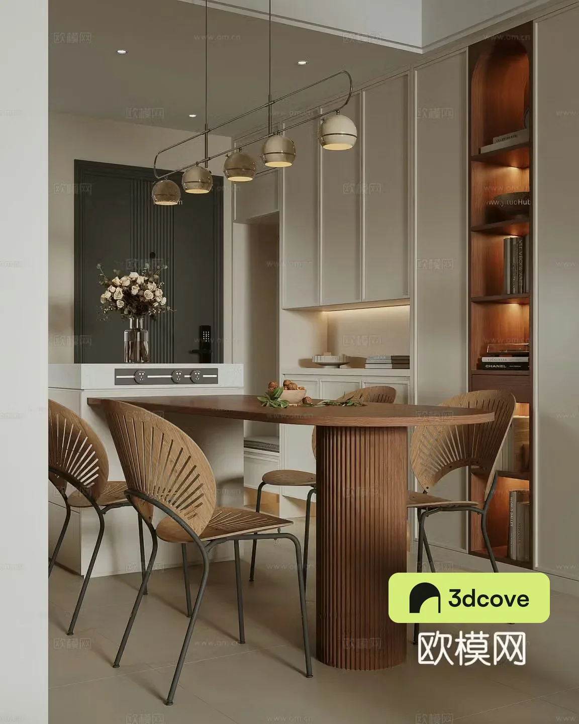 Modern cream retro restaurant kitchen open kitchen island kitchen chandeliers restaurant
