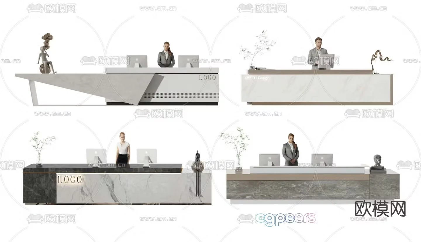 Front desk service desk reception desk 3d model