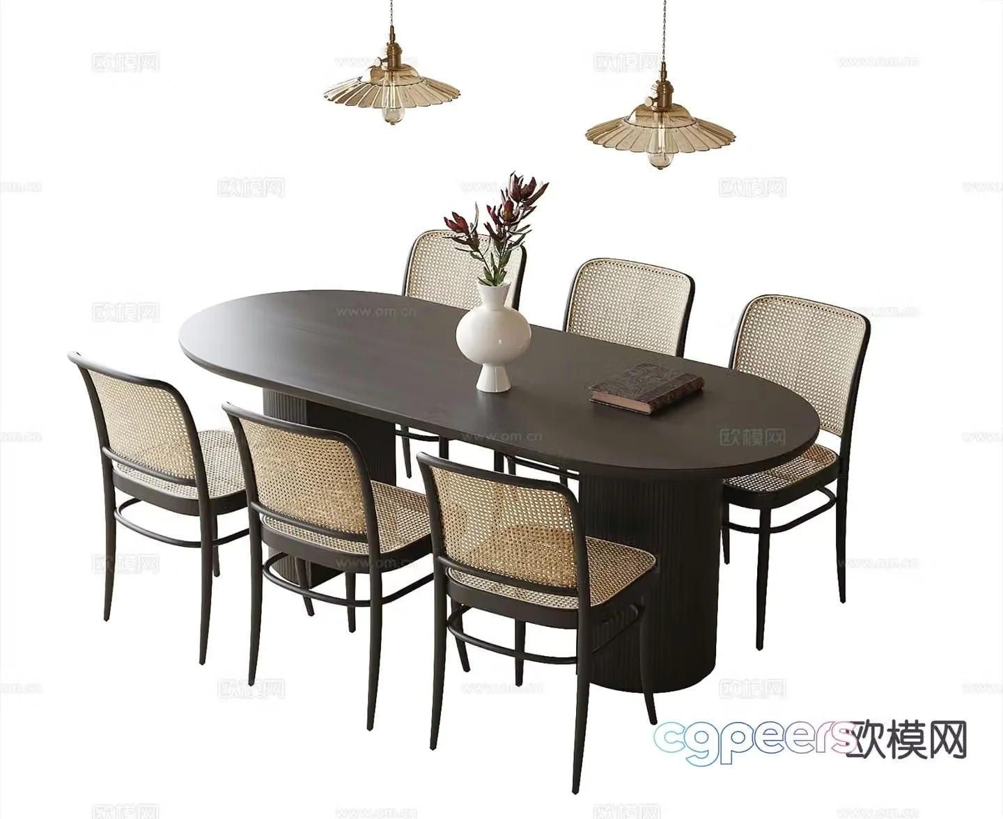 Medieval style dining table and chairs 3d model