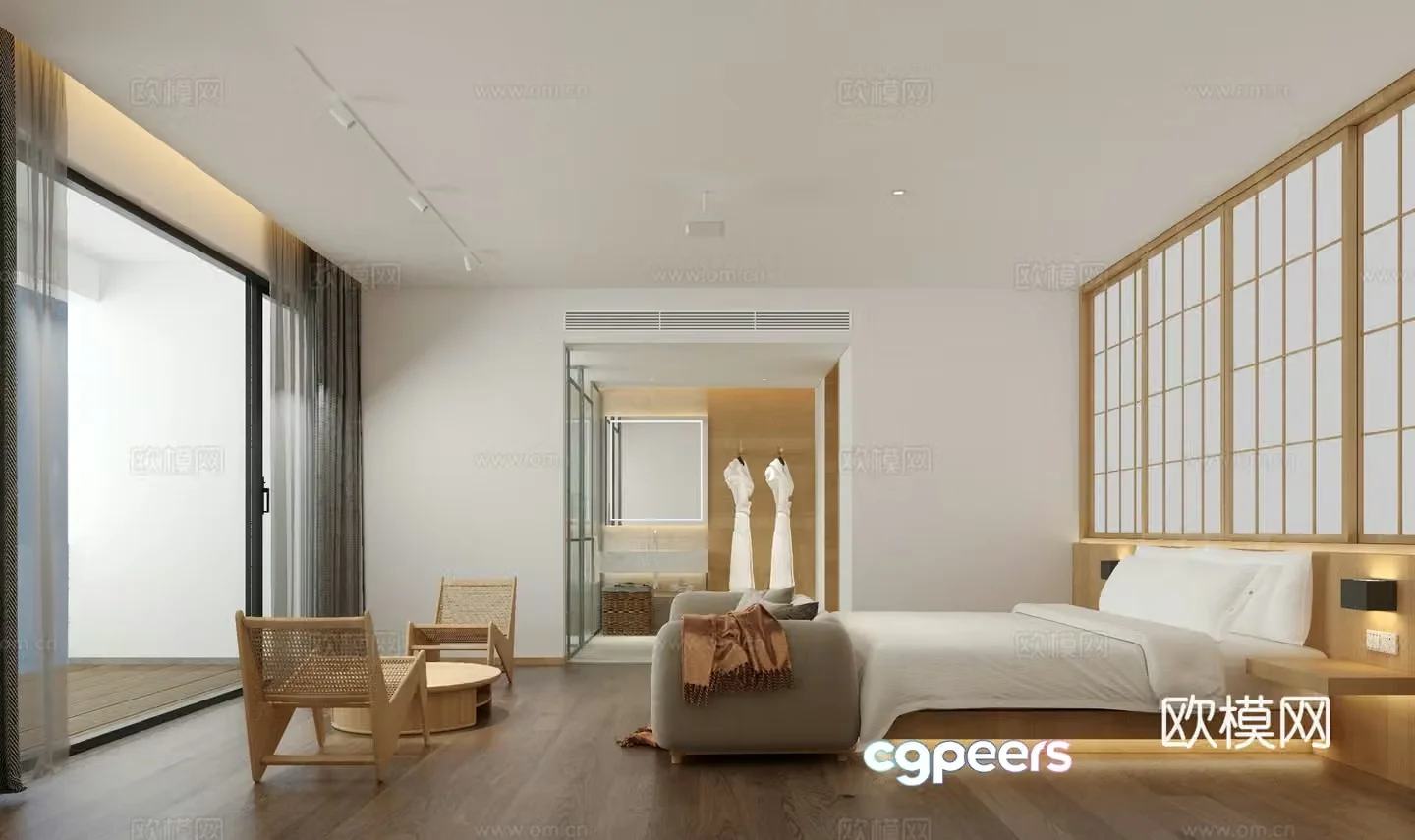 Modern B&B guest room 3D model