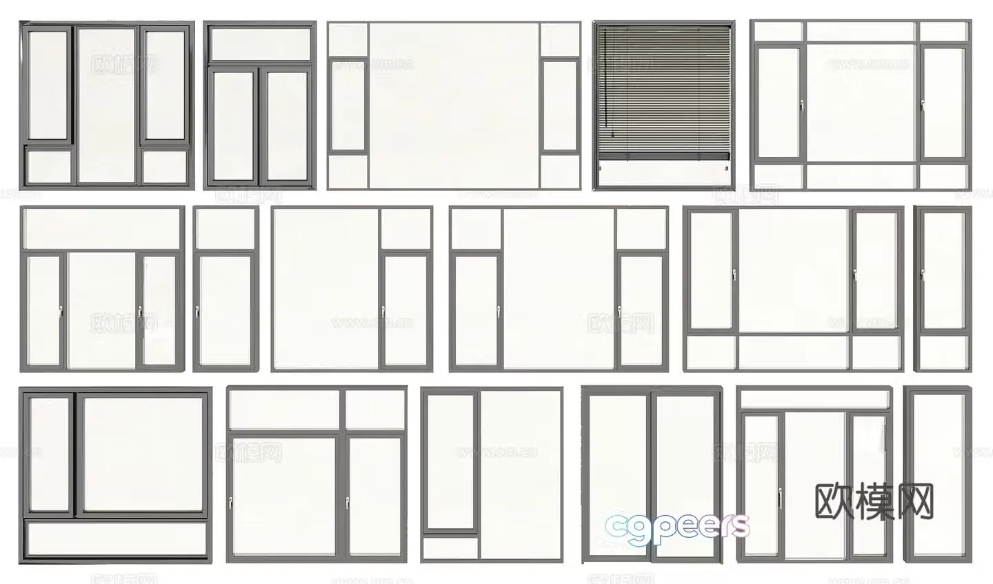 Modern aluminum alloy windows casement windows floor-to-ceiling windows 3d model