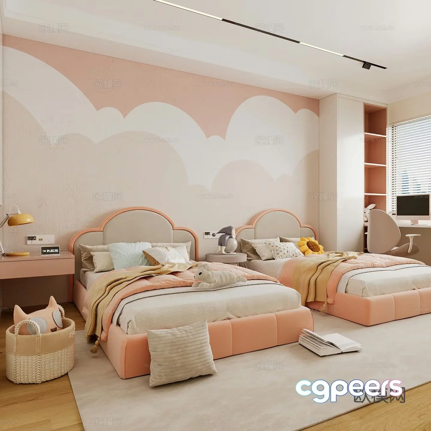Cream style children’s room girl’s room 3d model