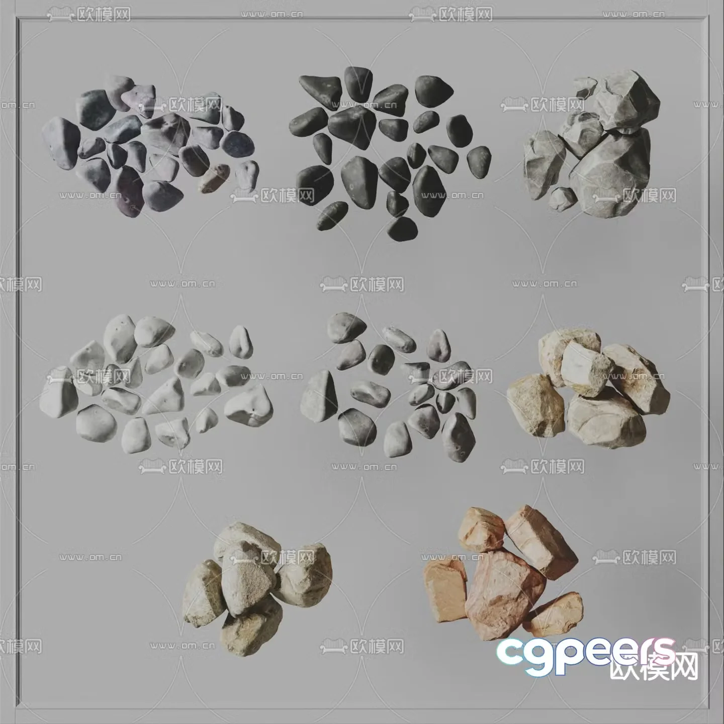 Folia stones pebbles rock 3d model