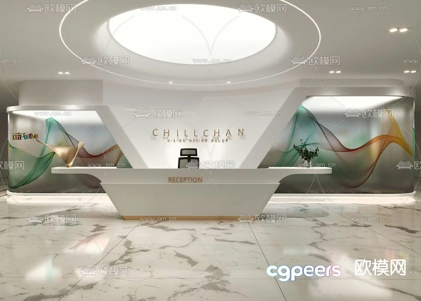 Front desk reception desk service desk 3d model