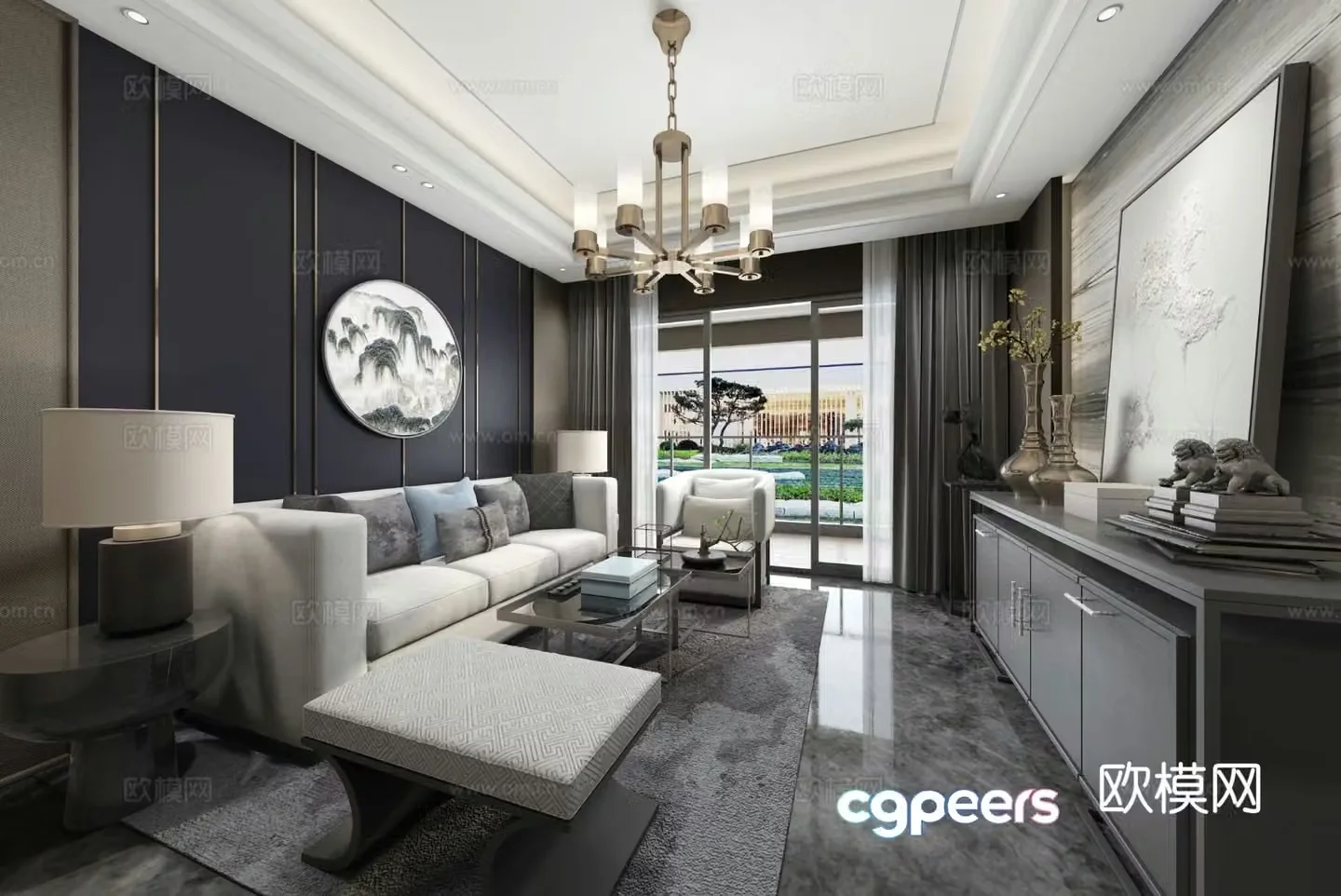 New Chinese style living room 3d model