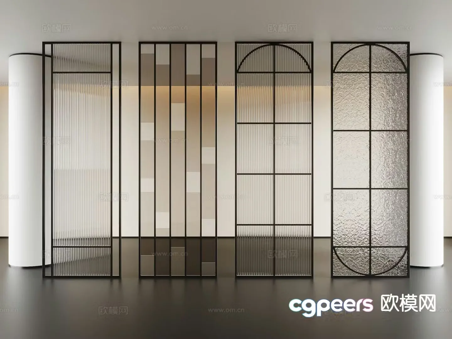 Glass brick partition entrance partition 3D model