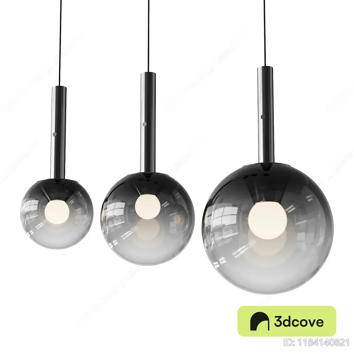 Three Hanging Glass Light Fixtures