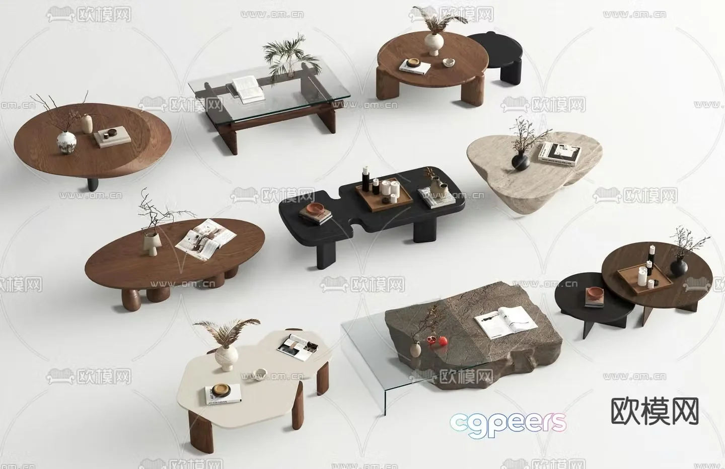 Wabi-sabi coffee table log coffee table 3d model