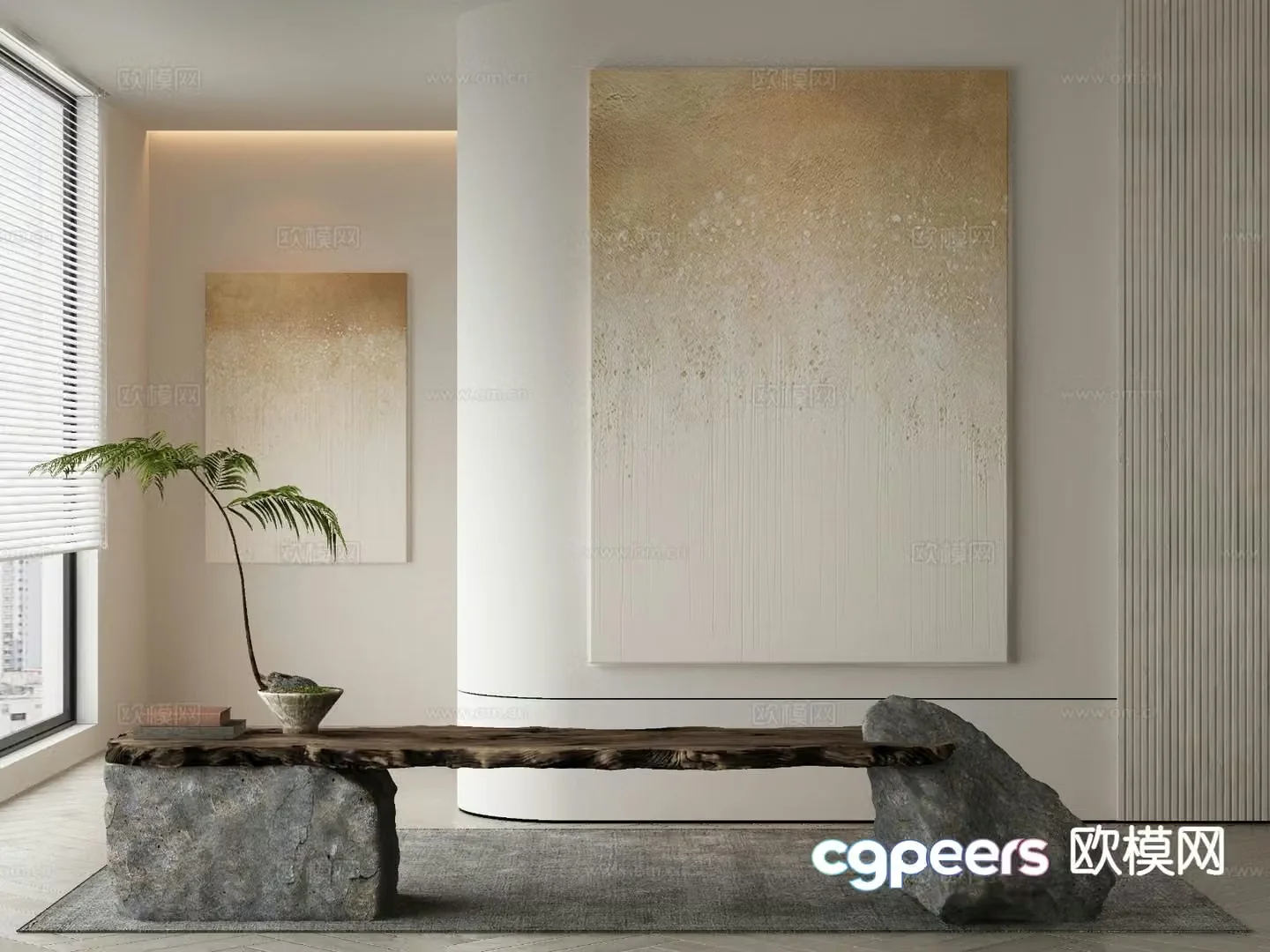 Modern decorative painting texture painting solid color abstract painting 3d model