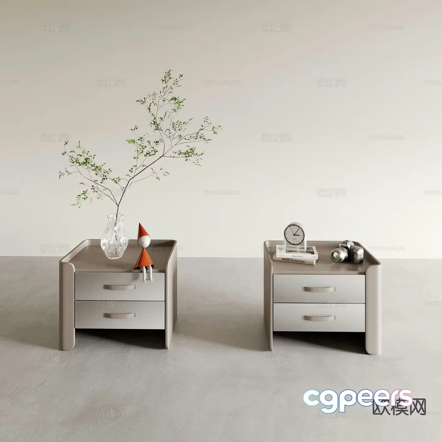 Bedside table standing cabinet cabinet low cabinet 3d model