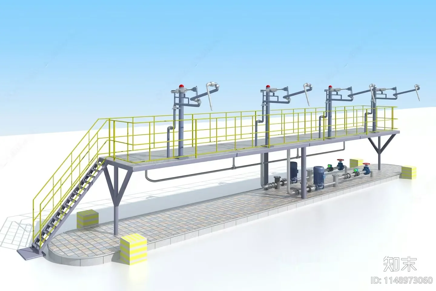 Industrial Piping System 3D Model – 6451 – VRAY Render