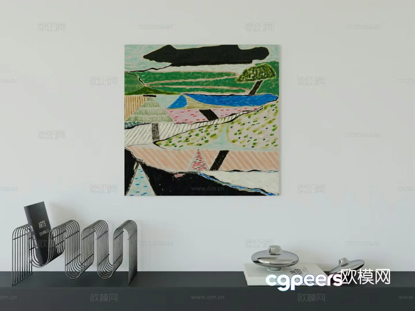 Modern minimalist hanging painting Bauhaus art hanging painting 3d model
