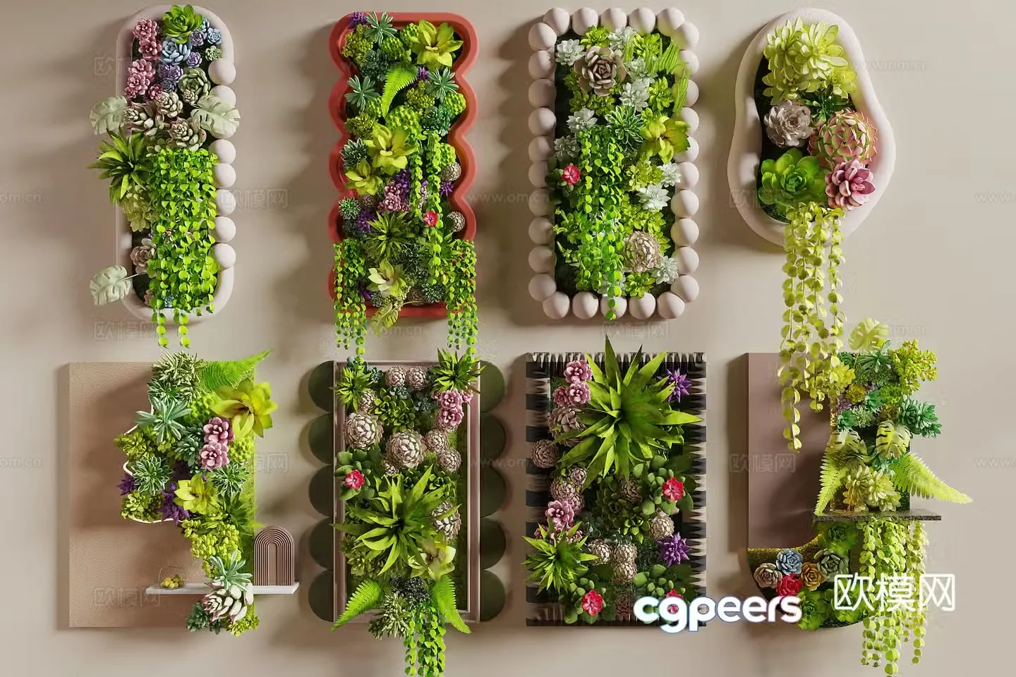 Modern plant wall decoration pendant 3D model