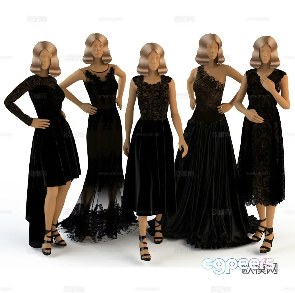 Model evening dress 3d model