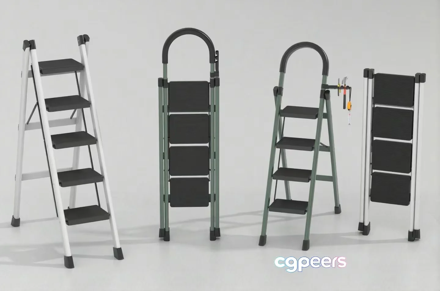 A Collection Of Ladders 3D Model – 5608 – VRAY Render