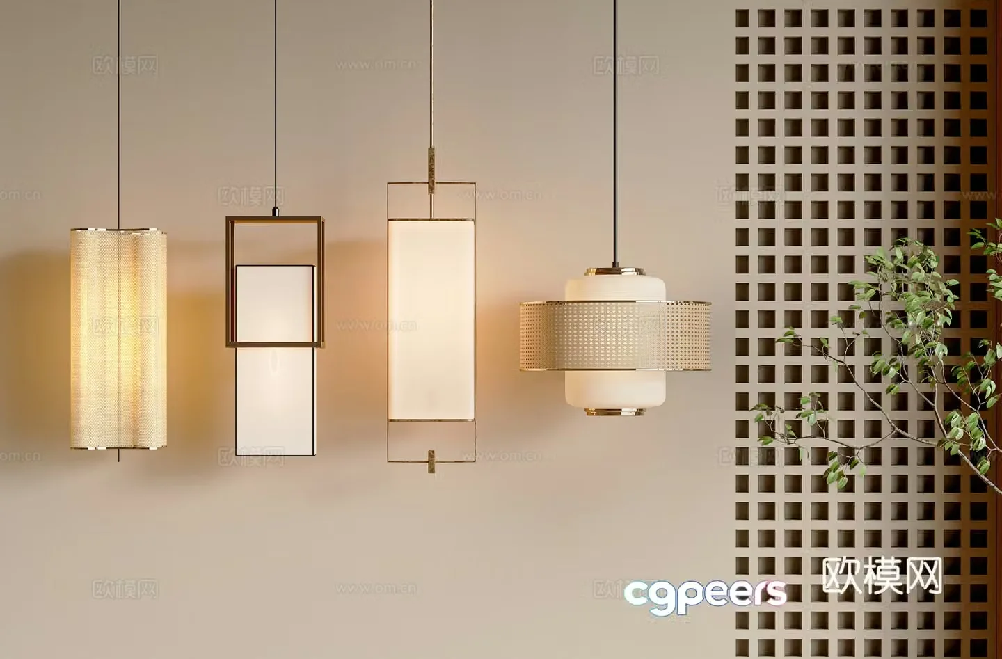 New Chinese Song style chandelier combination chandelier bedside chandelier small chandelier 3D model