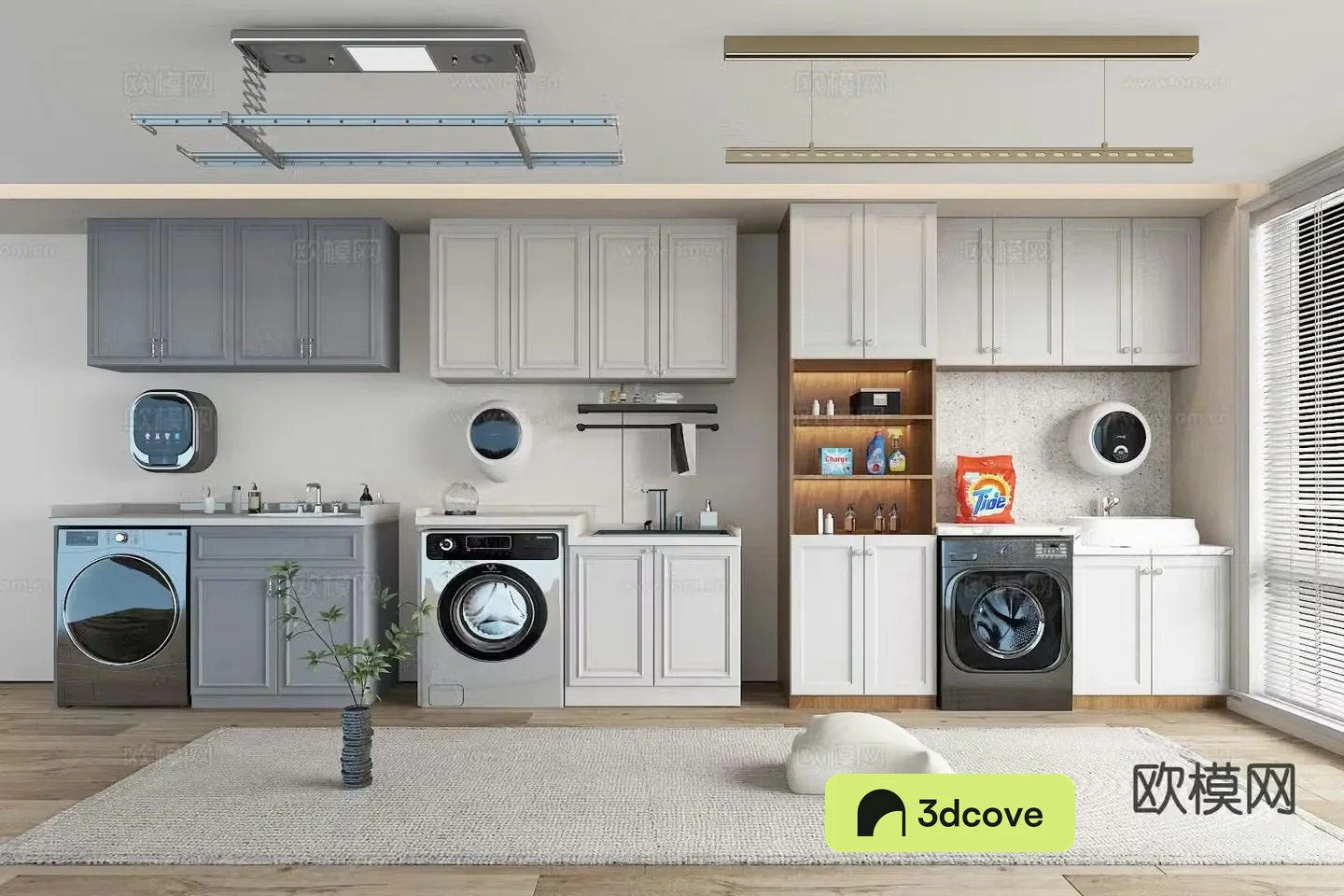 Simple European balcony cabinet washing machine cabinet