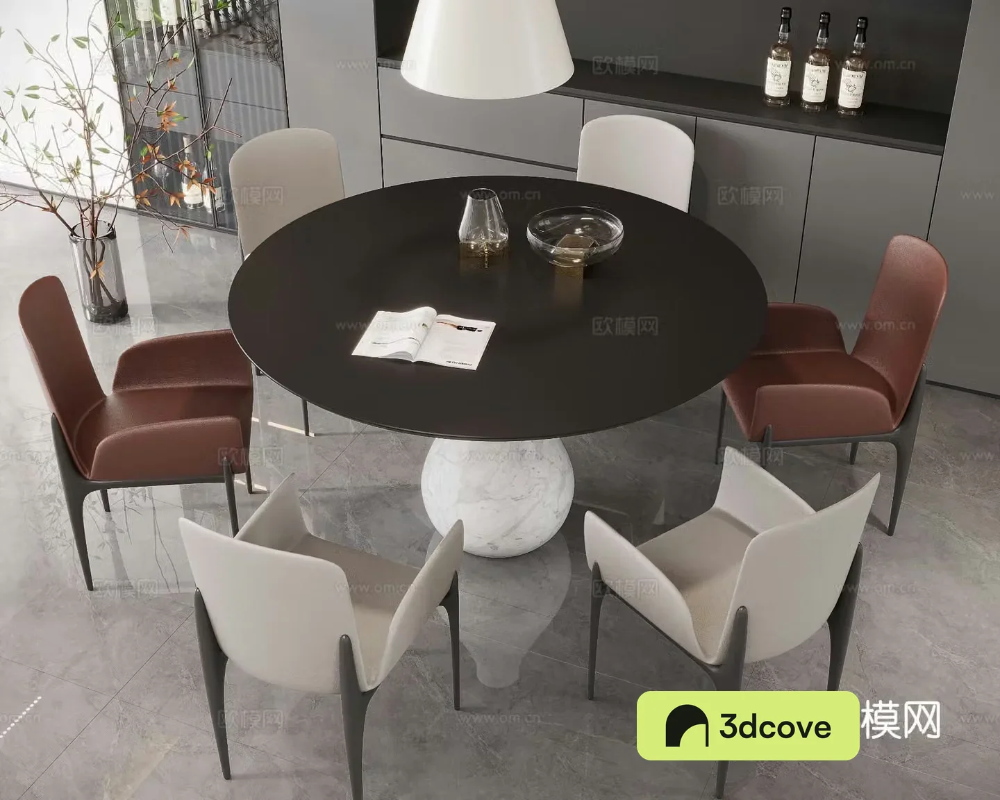 Italian dining table and chairs round dining table