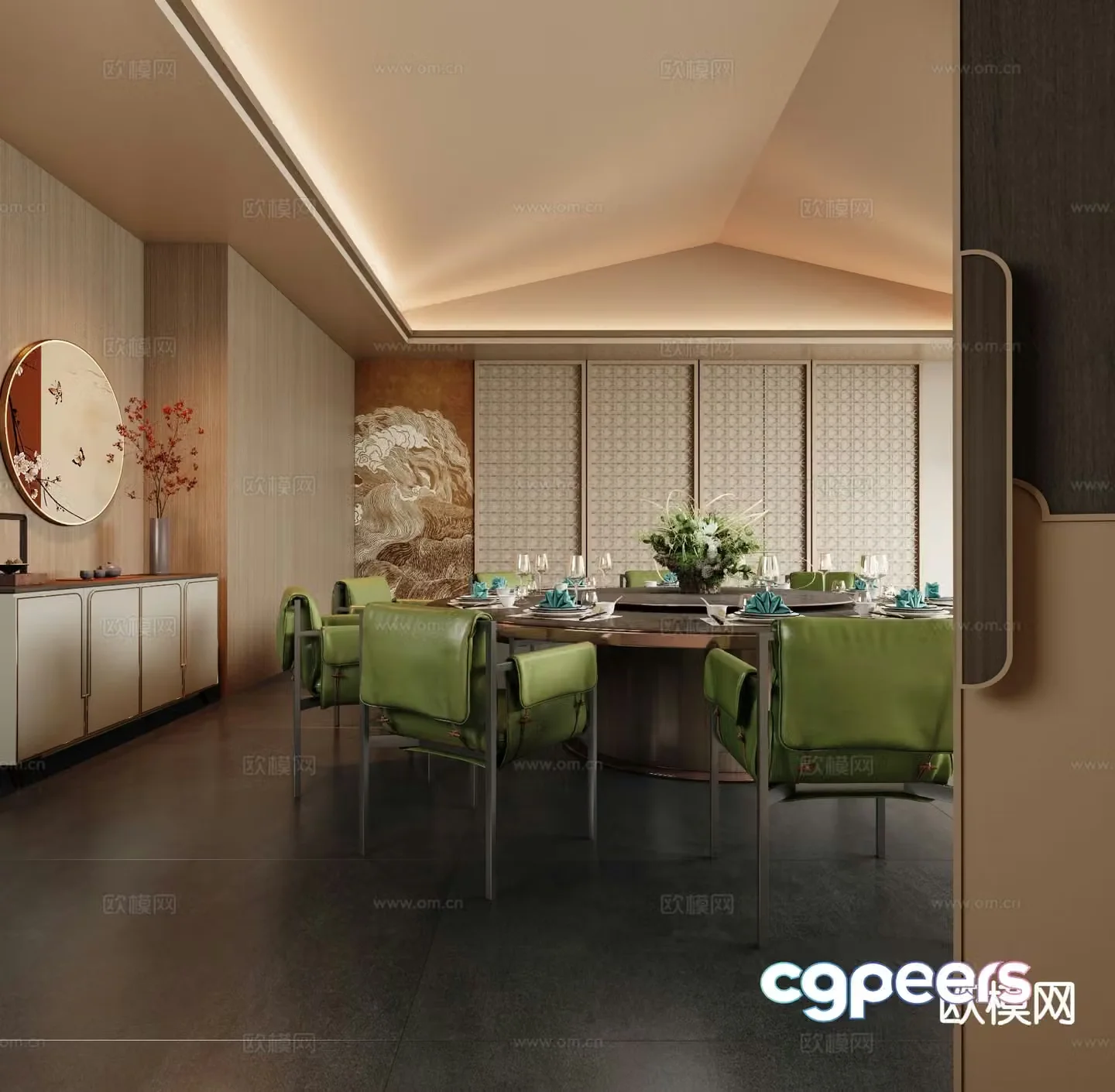Chinese restaurant private room 3D model of restaurant private room