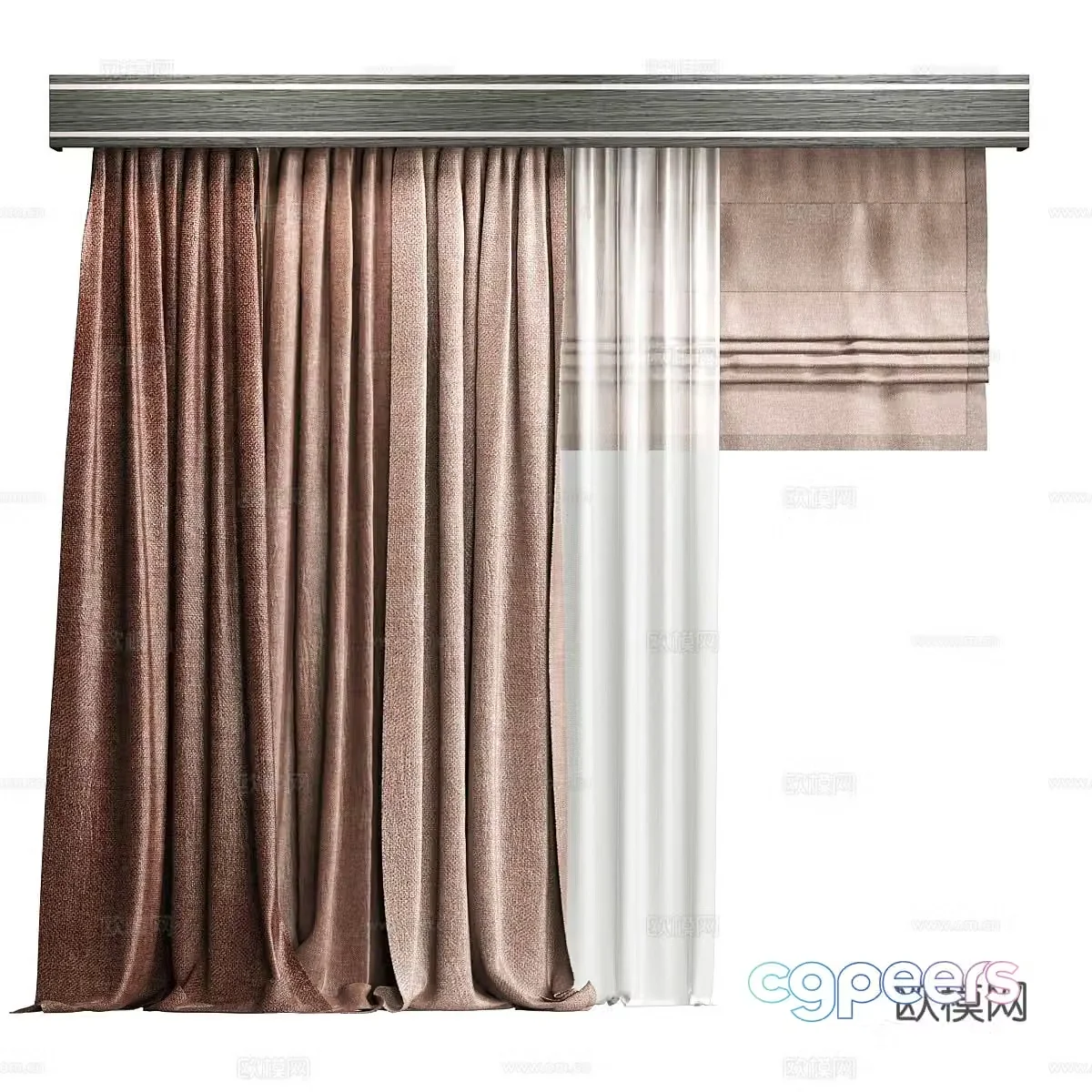 New Chinese style fabric curtain Roman curtain 3D model