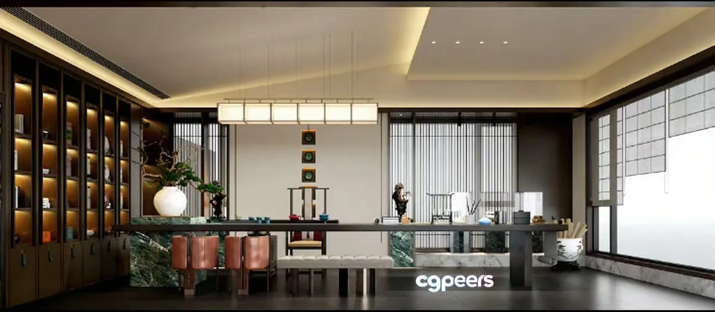 Modern Asian Dining Room 3D Model – 9626 – CORONA Render