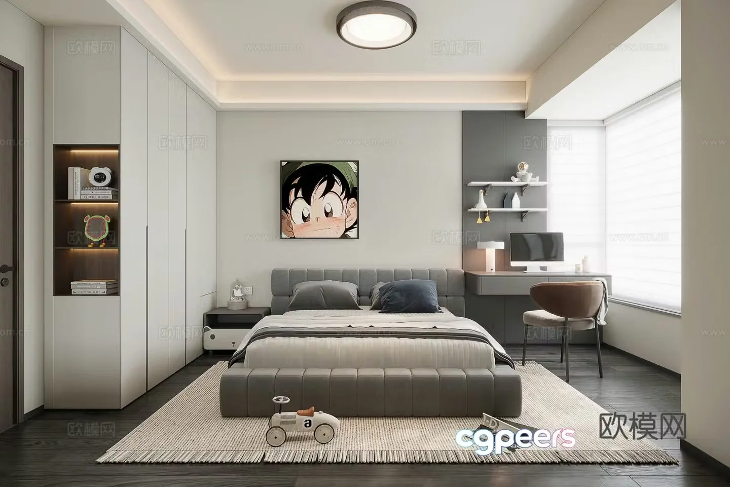 Modern minimalist boy room 3d model