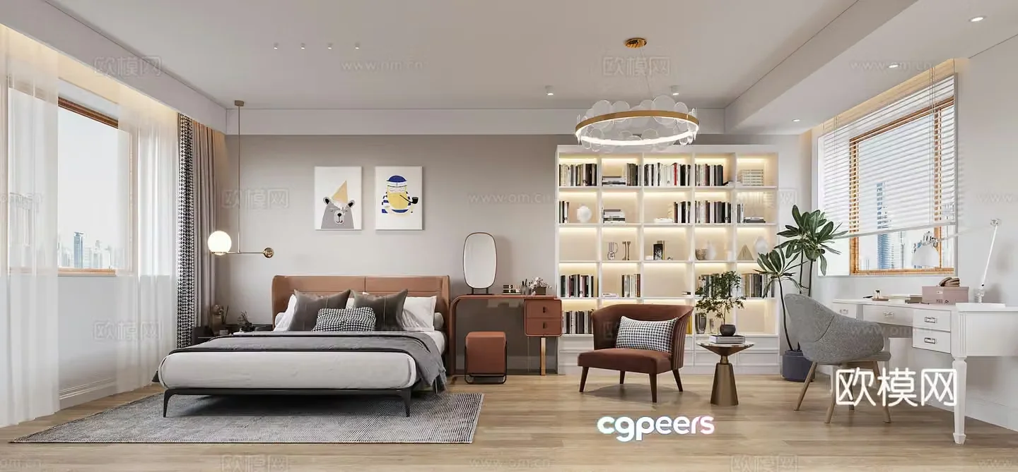 Simple European bedroom 3d model