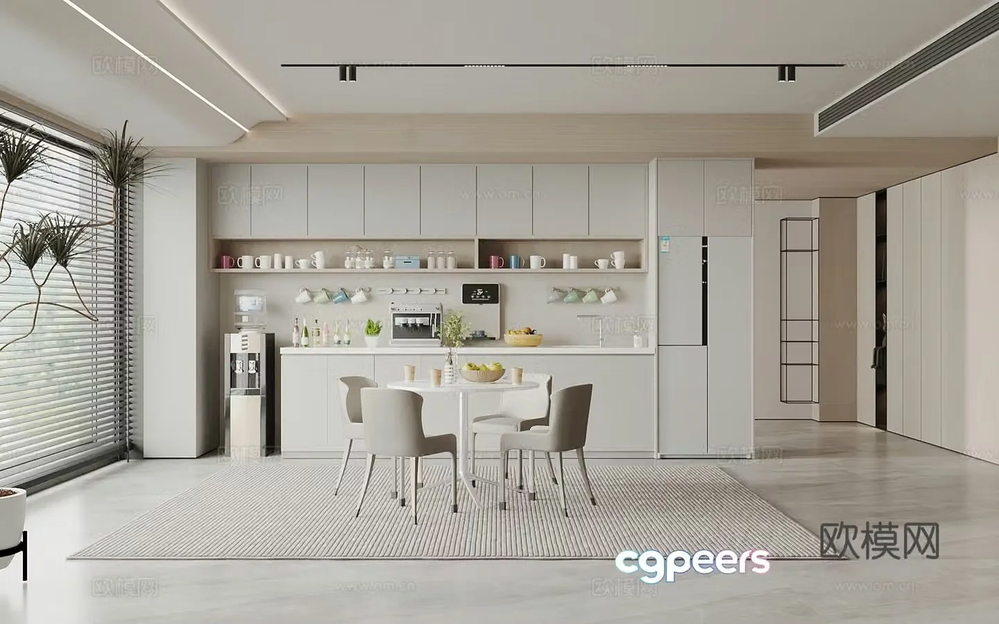 Modern tea room cup leisure table and chair negotiation table and chair refrigerator cabinet water dispenser pipeline machine 3d model
