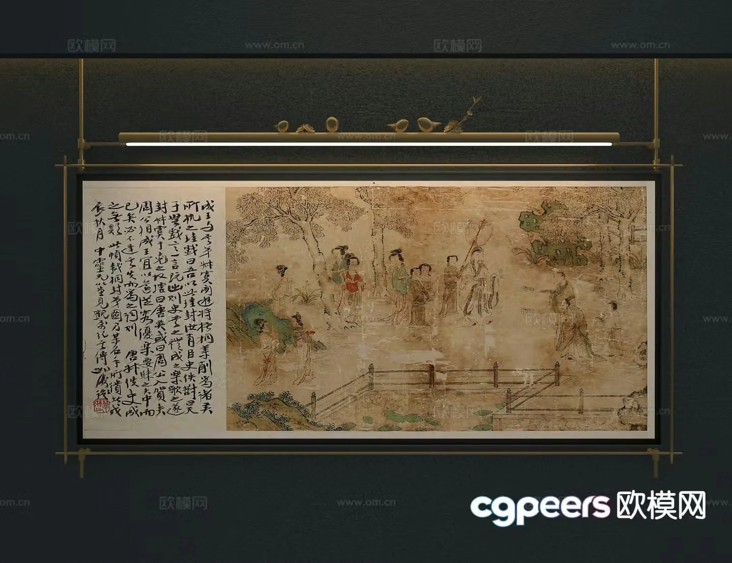 New Chinese calligraphy painting and calligraphy 3D model