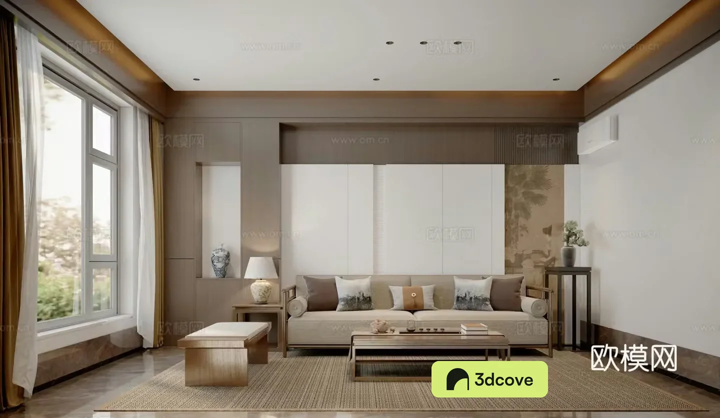 New Chinese sofa coffee table combination sofa background