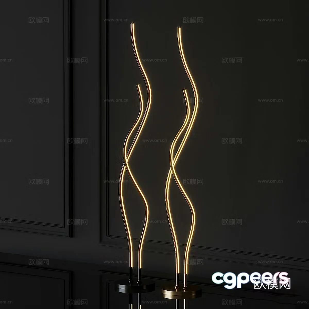Modern light luxury minimalist metal line floor lamp 3d model