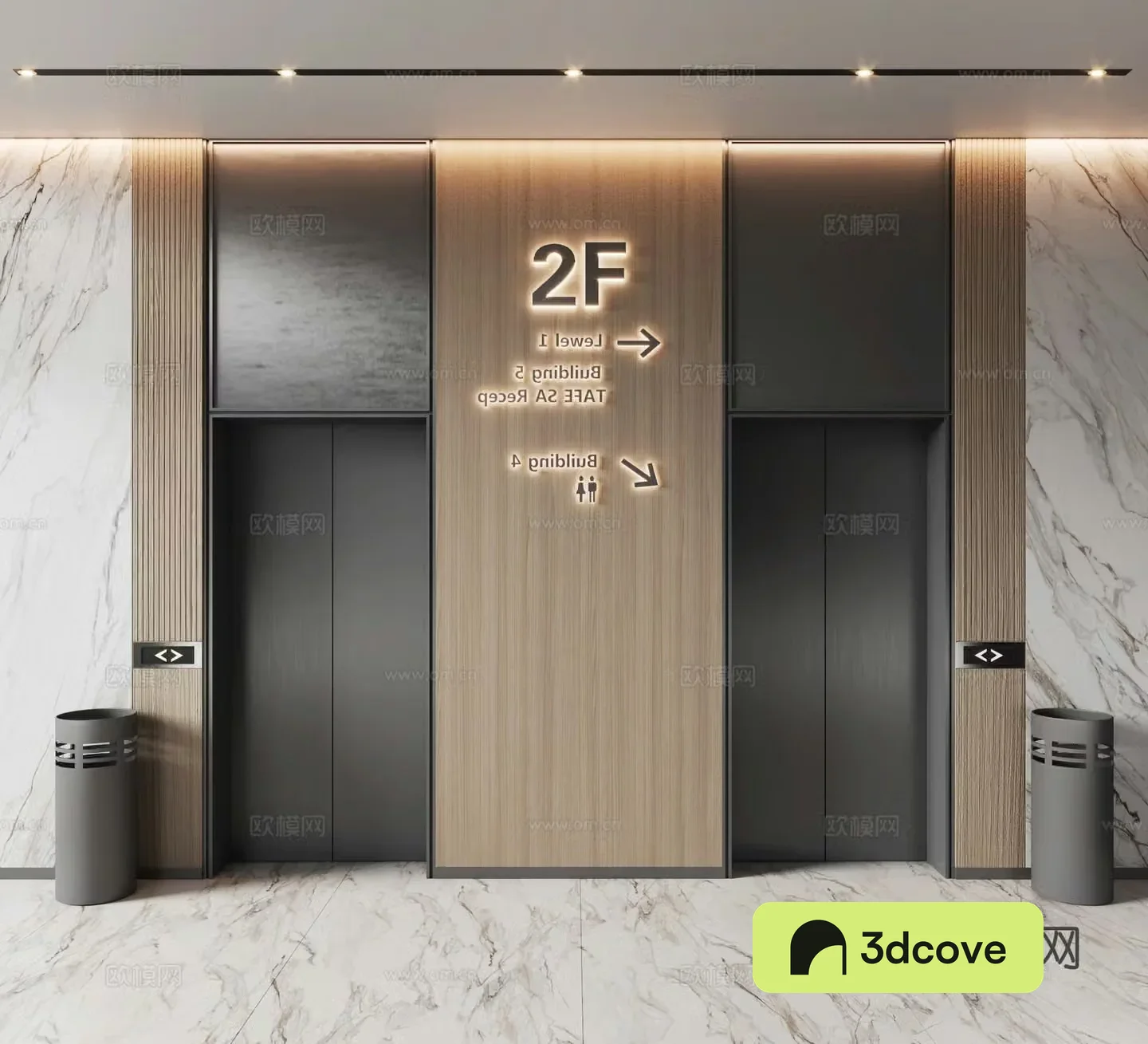 Modern elevator room