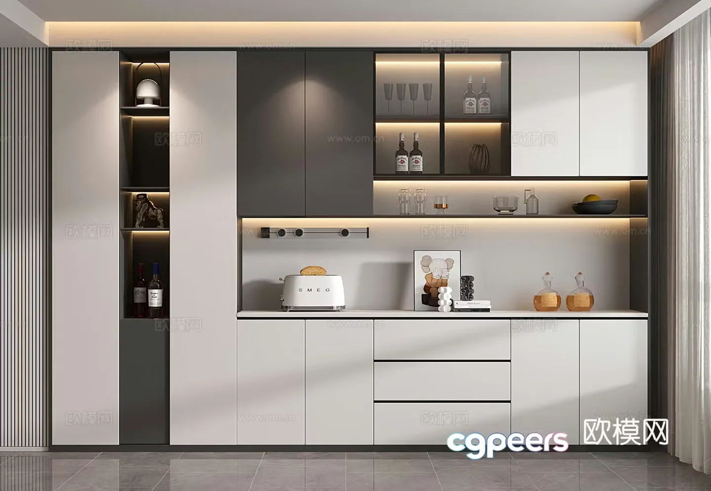 Modern wine cabinet 3d model